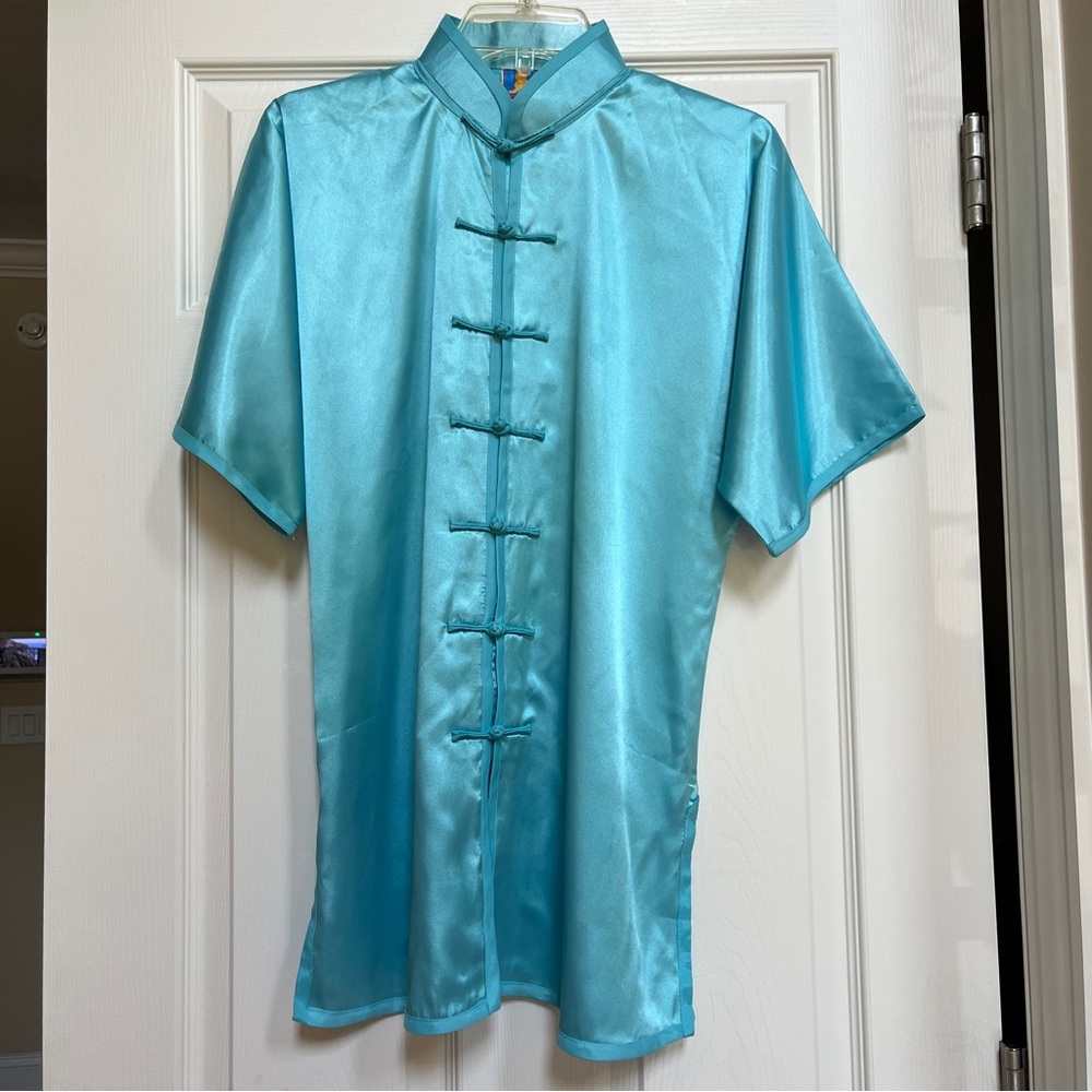 Turquoise Satin Kung Fu / Martial Arts Set – Men’s L / Unisex – Like New - Picture 2 of 7